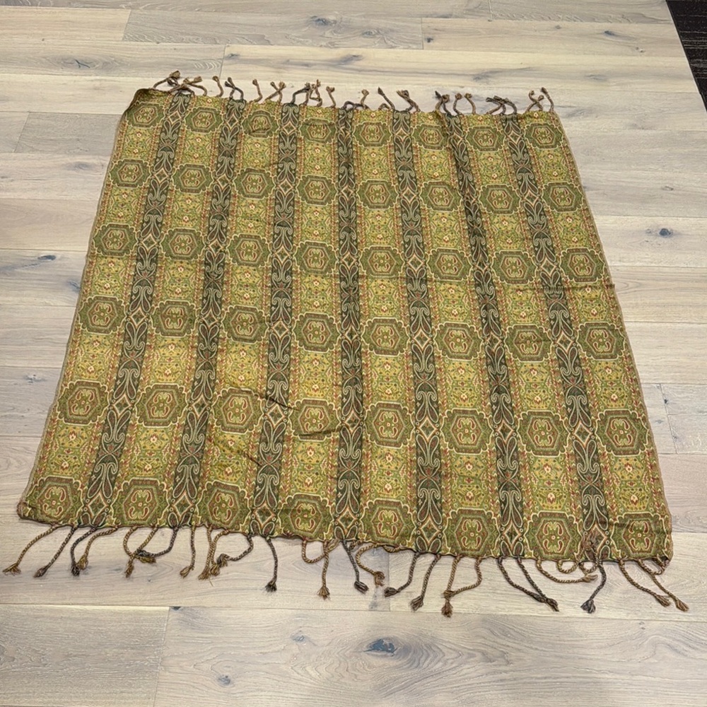 Bohemian Green and Gold Tapestry Throw